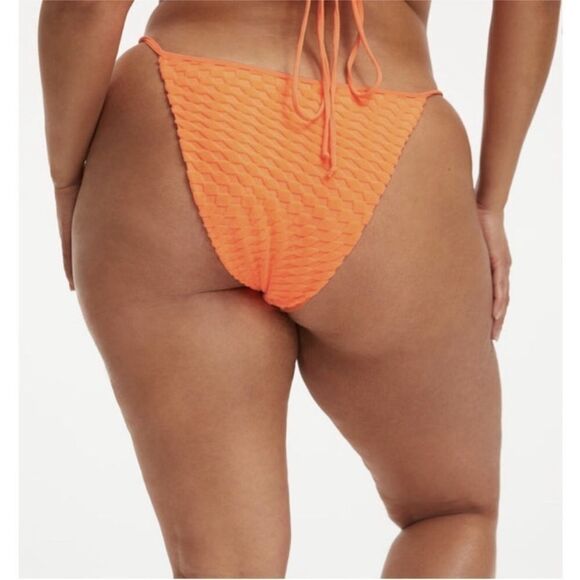 GOOD AMERICAN Triangle String Bikini Fuchsia Pink Neon Orange Small Large‎ New - Picture 8 of 10